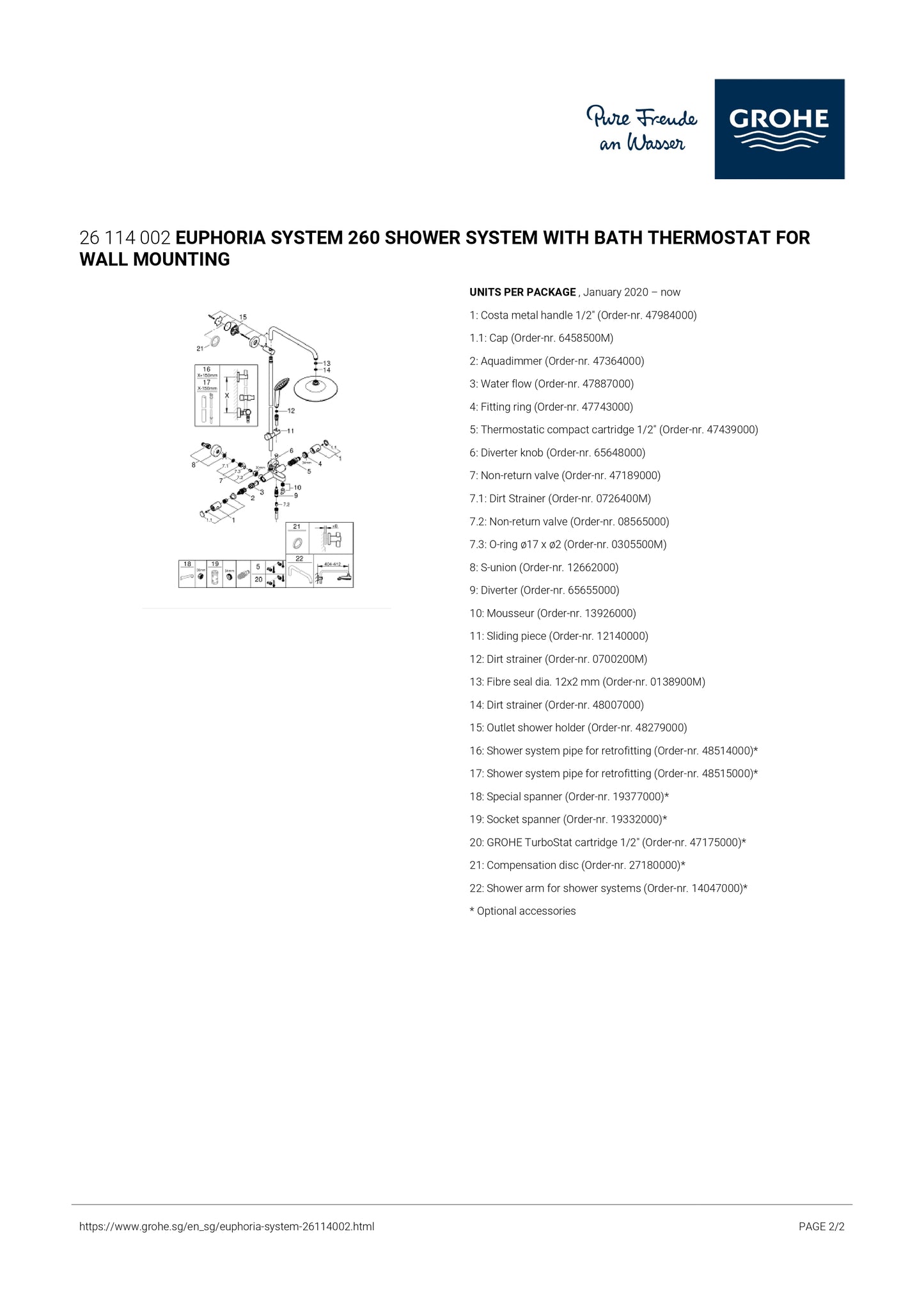 Grohe Euphoria System 260 Rainshower System With Thermostatic Bath Mixer 26114002