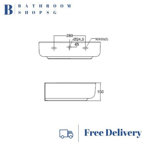 American Standard Concept D Shape Wall Hung Wash Basin CL0553I