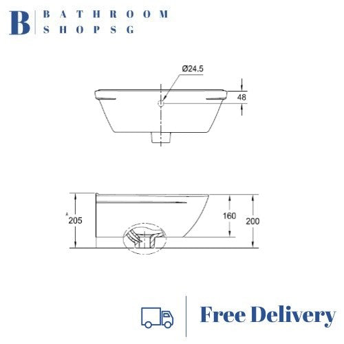 American Standard Neo Modern Wall Hung Wash Basin CL0953I