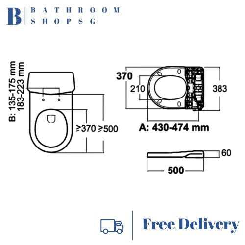 American Standard Axisse Smart Washer Manual Bidet Seat and Cover CL6002E