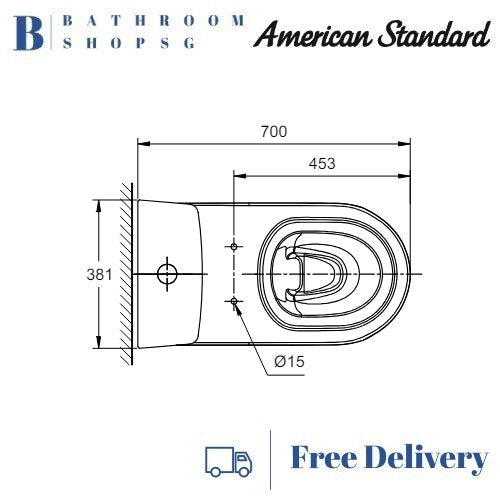 American Standard Cygnet Raised Height Hygiene Rim Close Coupled Toilet Bowl CL26265