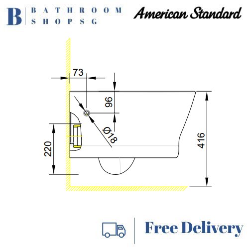American Standard Loven Wall Hung Toilet Bowl 1013962080