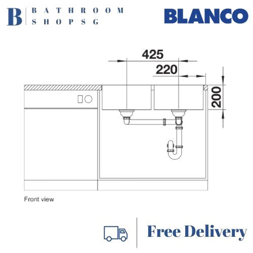Blanco Quatrus 400/400-IU Double Bowl Stainless Steel Undermount Kitchen Sink