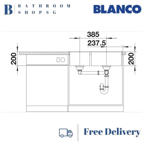 Blanco Quatrus 435/285-IU Double Bowl Stainless Steel Undermount Kitchen Sink
