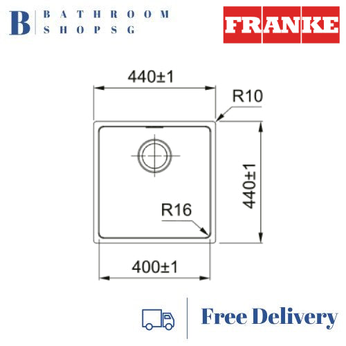 Franke Felix FEX 110-40 Stainless Steel Under-mount Single Bowl Kitchen Sink