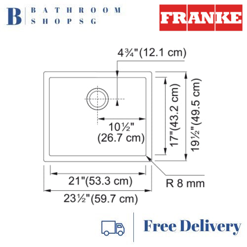 Franke PRO PS2X 110-21 Stainless Steel Under-mount Single Deep Bowl Kitchen Sink