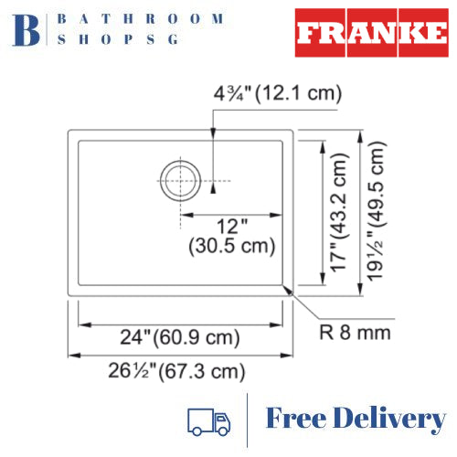 Franke PRO PS2X 110-24 Stainless Steel Under-mount Single Deep Bowl Kitchen Sink