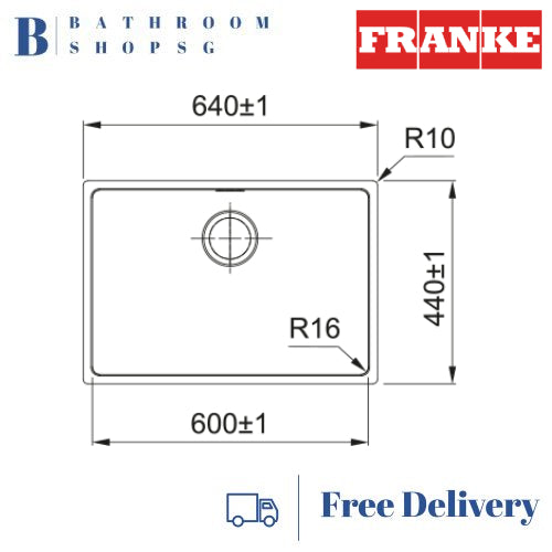 Franke Felix FEX 110-60 Stainless Steel Under-mount Single Bowl Kitchen Sink