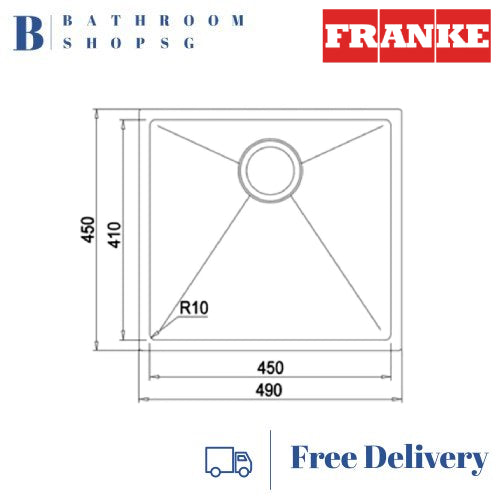 Franke Planar PZX 110-45 Stainless Steel Undermount Single Bowl Sink