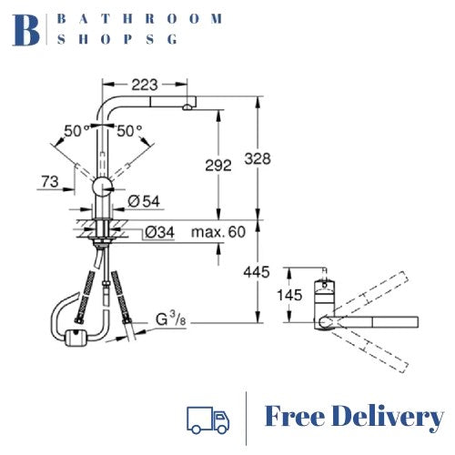 Grohe Minta L-Spout Single-Lever Kitchen Sink Mixer 30274000