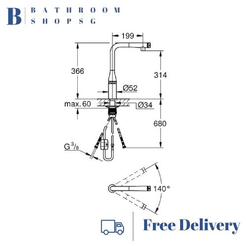 Grohe Essence SmartControl Sink Mixer with Pull-out Spray 31615000