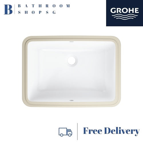 Grohe Euro Ceramic Undercounter Basin Alpine White 101012SH00 | Grohe Square Bathroom Sink