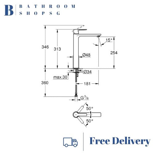 Grohe Lineare Single Lever Basin Mixer XL Size 23405DC1 Supersteel