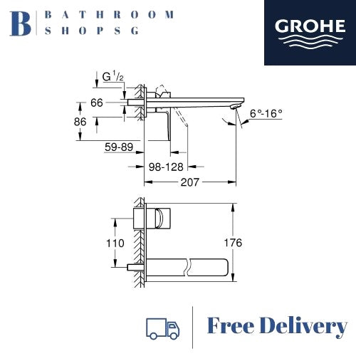 Grohe Lineare 2-hole Concealed basin mixer | Grohe Wall Mount Bathroom Faucet 23444001