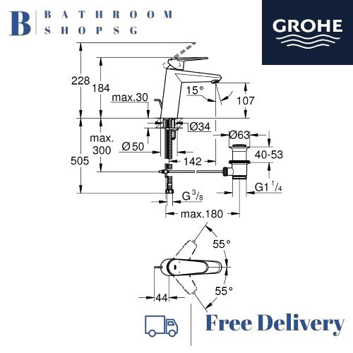 Grohe Eurodisc Cosmopolitan Basin Mixer M-size | Grohe Bathroom Faucet 23448002