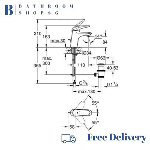 Grohe Eurostyle Single-Lever Basin Mixer S-Size 23707003 | Bathroom Sink Tap