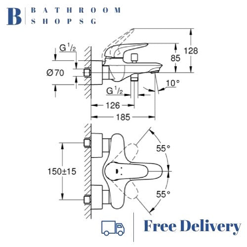 Grohe Eurostyle Single-Lever Exposed Bath Mixer 23726003