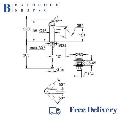 Grohe Euro Ceramic Undercounter Basin 101012SH00 Bundle with Grohe Eurosmart Basin Mixer 23923003