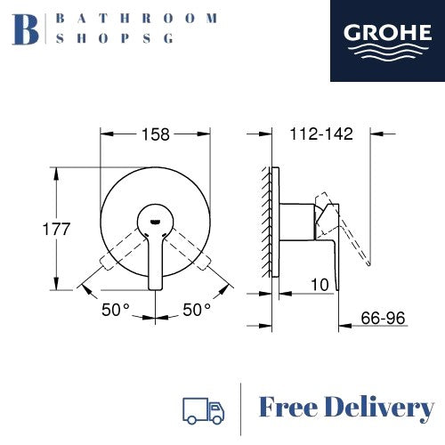 GROHE Lineare Single-lever Conceal shower mixer Trimset 24063001