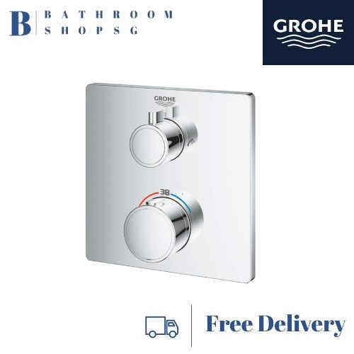 GROHE 24080000 Grohtherm Thermostatic Trimset bath tub mixer for 2 outlet | Wall mount Conceal Thermostat