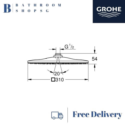 Grohe Rainshower Mono 310 Cube Head Shower 1 Spray 26567000 | Grohe Overhead Shower
