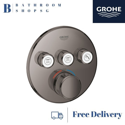 Grohe Smart Control 3-Way Conceal Mixer Bathroom Bundle Set - Round Hard Graphite | Grohe 35600 29121A00