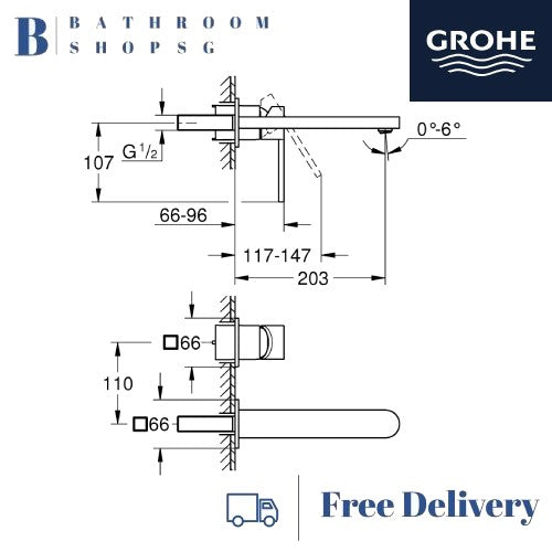 Grohe Plus 2-hole Conceal Basin Mixer Trimset | Grohe Wall Mount Bathroom Faucet 29306003