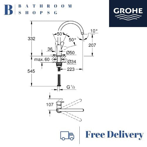 Grohe BauEdge Single-Lever Kitchen Sink Mixer 31233001
