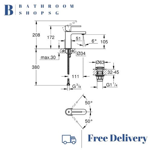 Grohe Plus Single-Lever Basin Mixer S Size 33163003