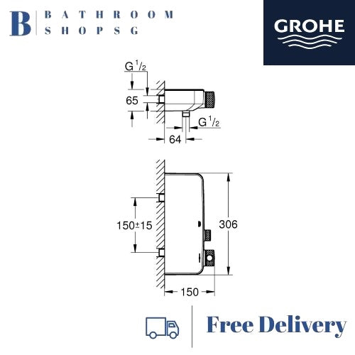 GROHE Grohtherm SmartControl Thermostat Exposed Shower Mixer 34719000