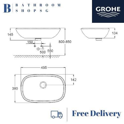 Grohe Eurostyle 39216000 Vessel Basin 50 Bundle with Eurostyle basin mixer 23719003