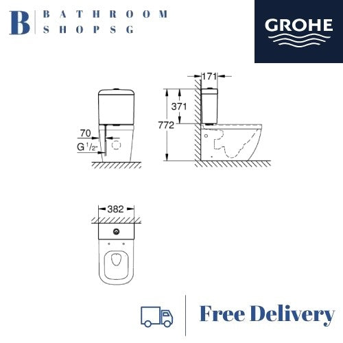 Grohe Euro Ceramic Floor Standing Toilet WC Set New 39338000+39330002+39332000