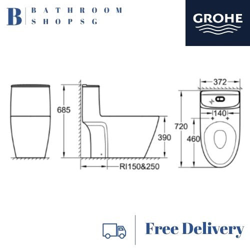 Grohe Bau Ceramic One Piece Toilet Bowl 39997000