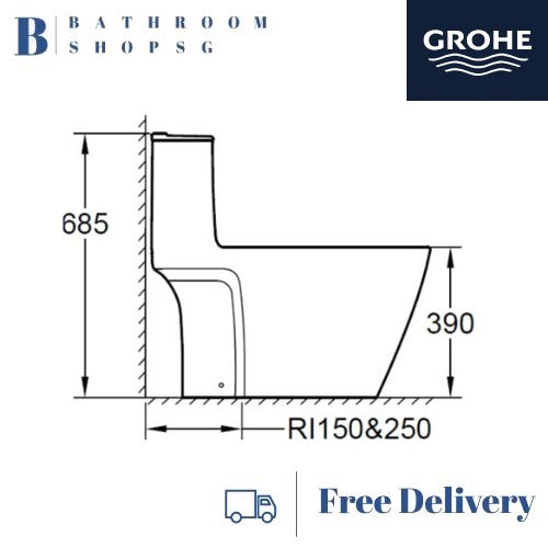 Grohe Bau Ceramic One Piece Toilet Bowl 39997000