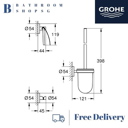 Grohe 40407001 Essentials City Restroom Accessories Set 3-in-1 | Grohe Bathroom Accessories