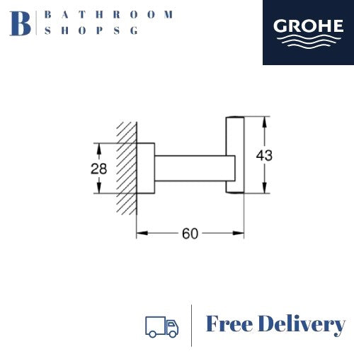 Grohe 40511001 Essentials Cube Robe Hook | Grohe  Bathroom Accessories