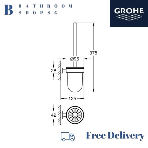 Grohe Essentials Cube Toilet Brush Set 40513001 | Grohe Bathroom Accessories