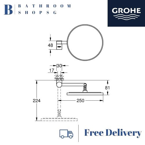 Grohe 41077GL0 Selection Bathroom Shaving Mirror | Grohe Bathroom Accessories