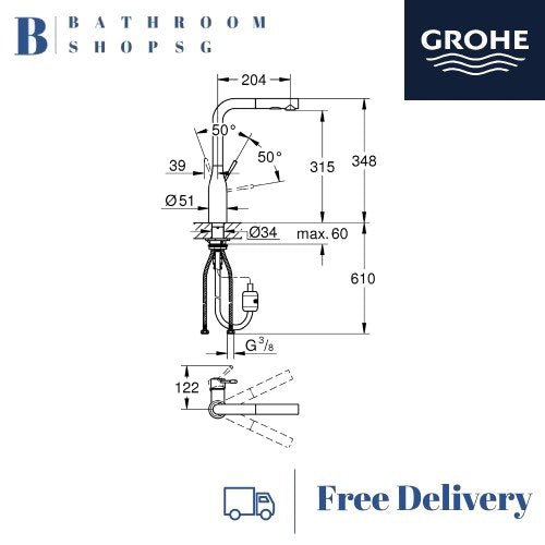 Grohe Essence High Spout Single-Lever Kitchen Sink Mixer 30270GL0 Cool Sunrise