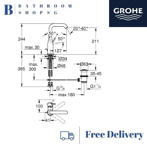 Grohe Essence Single-lever Basin Mixer L-size | Grohe Bathroom Faucet 32628001