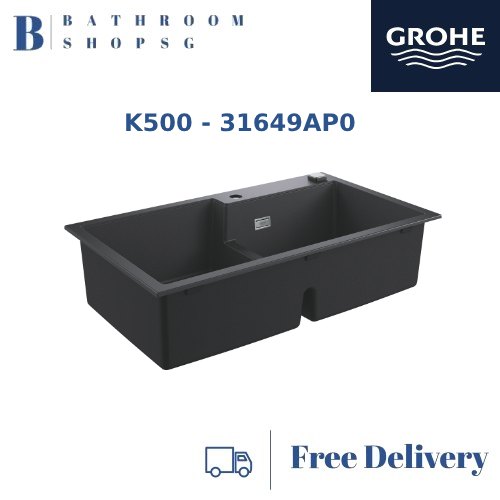 Grohe K500 Composite Sink 90-C Top Mount Double Bowl Kitchen Sink 31649AP0 Black