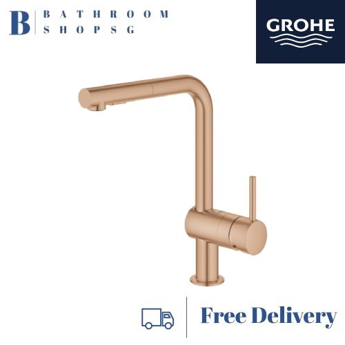 Grohe Minta L-Spout Single-Lever Kitchen Sink Mixer 30274DL0 Dual Spray Brushed Warm Sunset