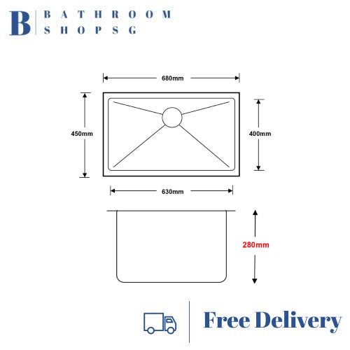 Monic SQM-680-XD Single Bowl Stainless Steel Kitchen Sink