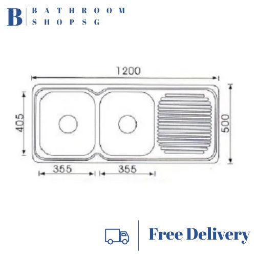 Monic i-1200 Stainless Steel Inset Mount Double Bowl with Drainer Kitchen Sink