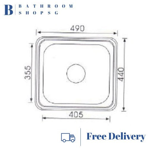 Monic i-490 Inset Mount Single Bowl Stainless Steel Kitchen Sink