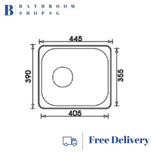 Monic i-445 Inset Mount Single Bowl Stainless Steel Kitchen Sink