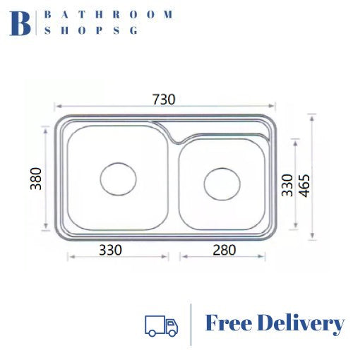 Monic i-730 Stainless Steel Inset Mount Double Bowl Kitchen Sink