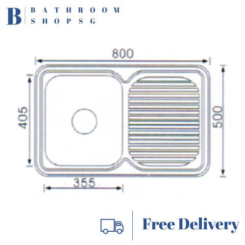 Monic i-800 Stainless Steel Inset Mount Single Bowl Kitchen Sink with Drainer