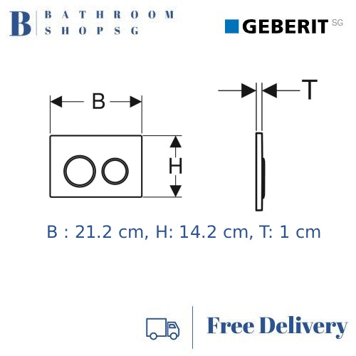 Geberit Omega 20 Actuator Plate 115.085.16.1 | Black Plate with Matt Black Ring Toilet flush plate