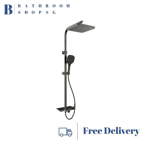 Rubine DECKOS F4 Square Rainshower Column with Shelf RSC-DECKOS-F4 Chrome | Gun Metal Rainshower Set